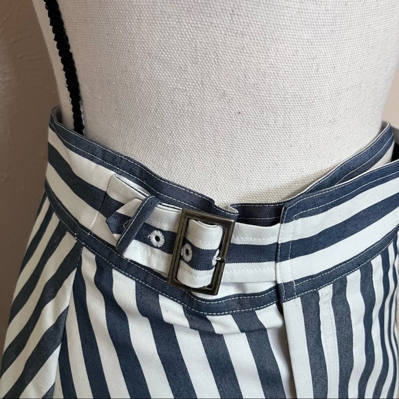 SOLD E Anthropologie Maeve Blue Striped Asymmetric Skirt - Picture 6 of 10